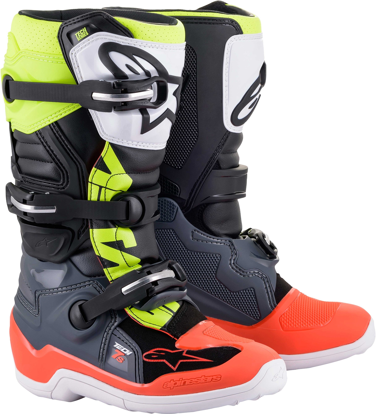 New 2019 Youth Kids Alpinestars Tech 7S Motocross Boots WHITE/RED/GREY 