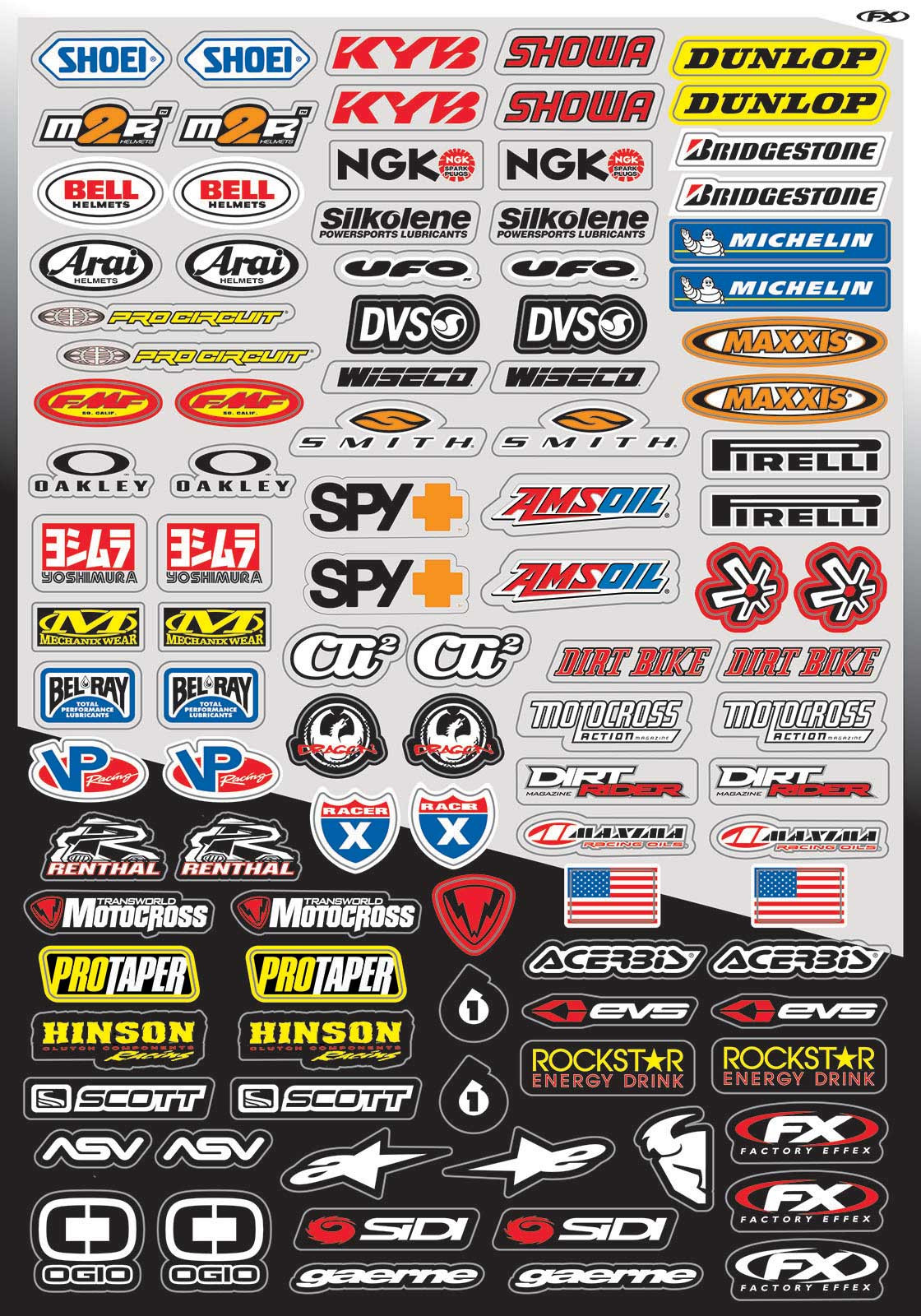 Factory Effex Micro Sponsor Sticker Sheet 10-68014